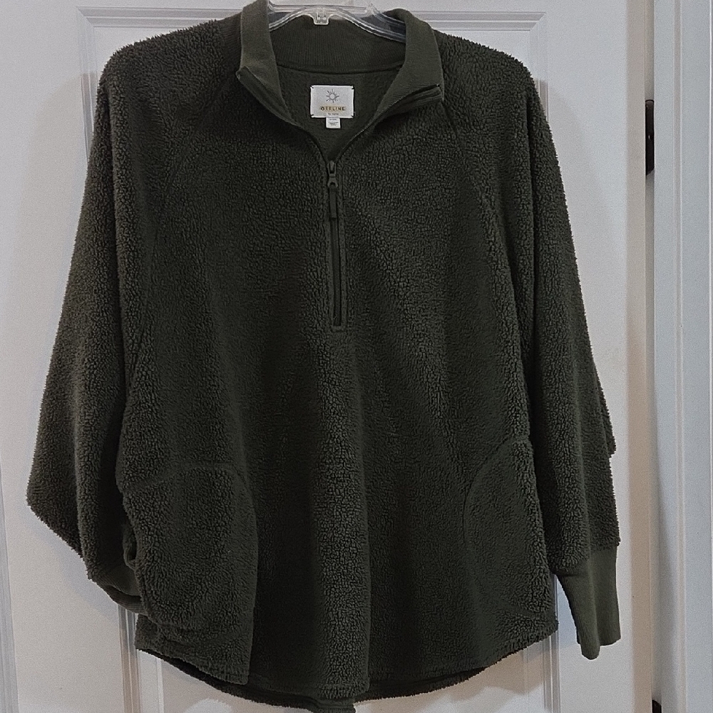 Aerie Hunter Green Quarter-Zip Fleece Sweater